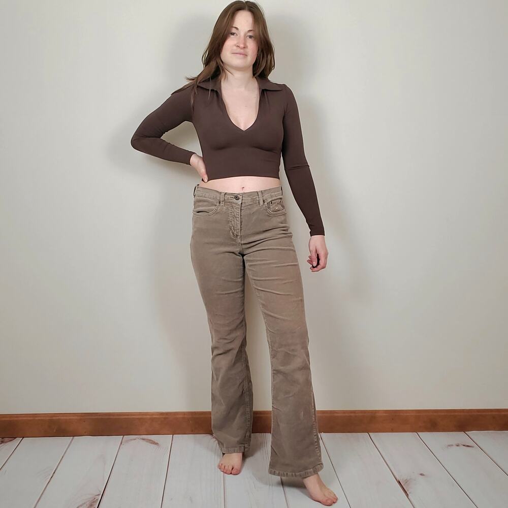 Retro Corduroy Flares Beige Gray Medium